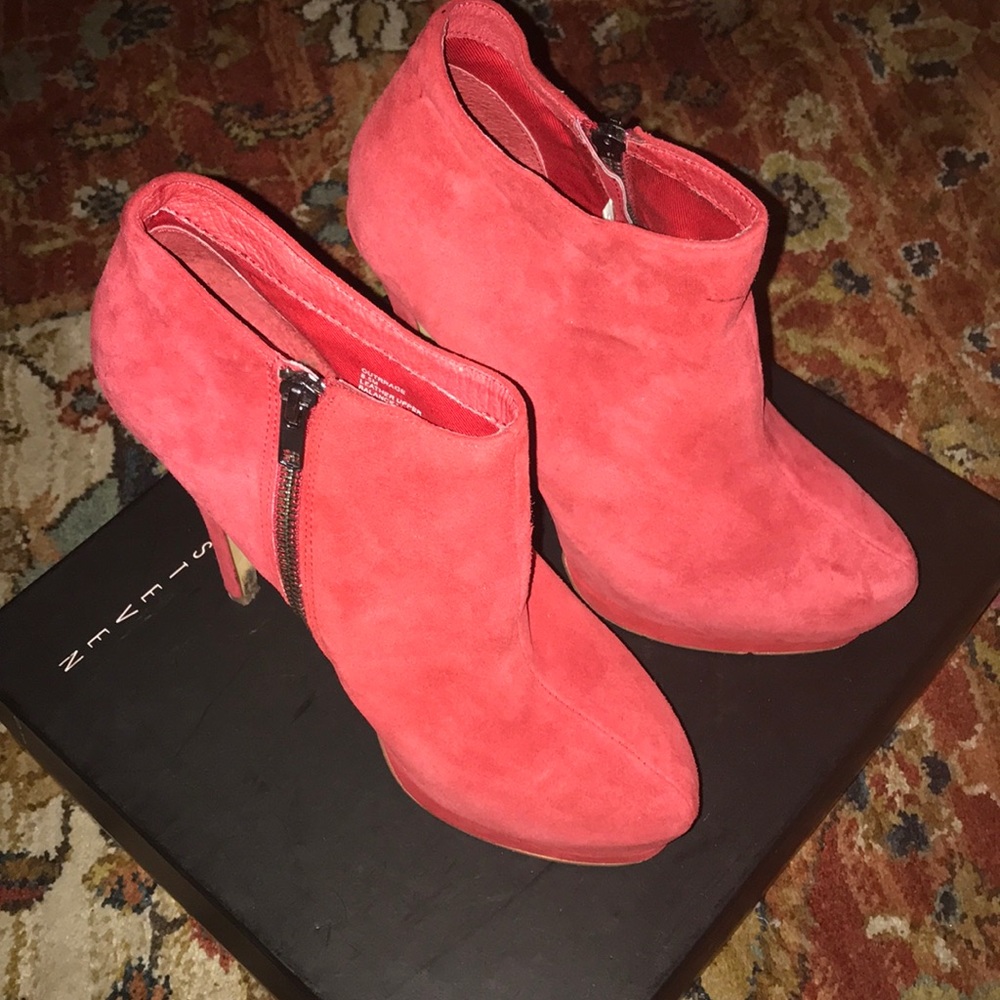 Red Suede Platform Booties.. - image 1